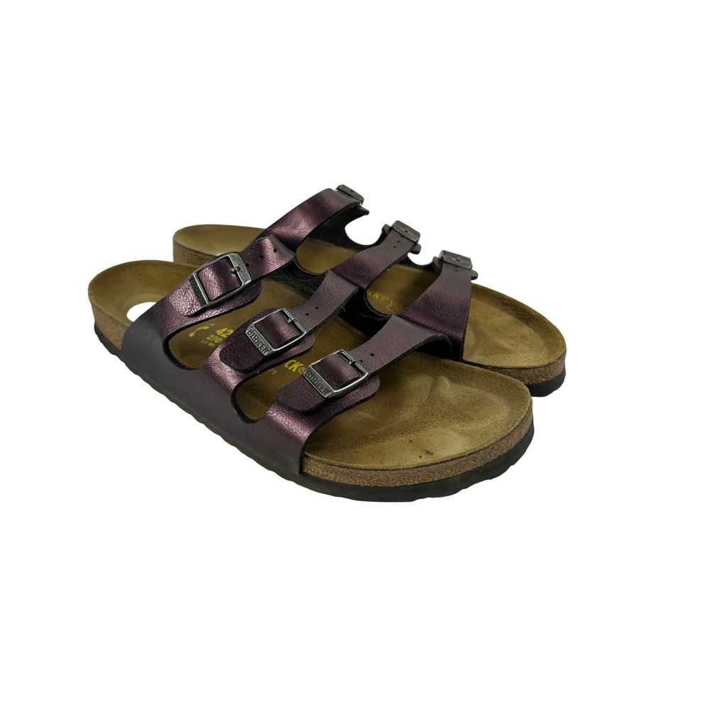 Birkenstock Florida Fresh Metallic Plum Purple 3 Strap Sandals Size 42/11
